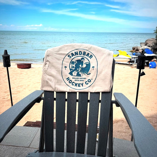 Sandbar Roller Hockey t-shirt lifestyle photo by the beach