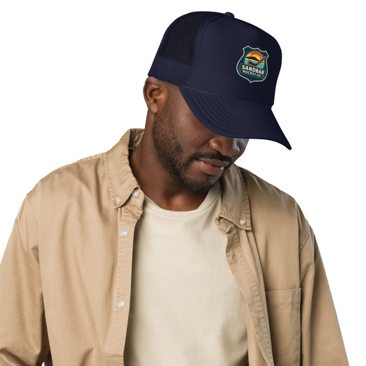 Sandbar Hockey Police embroidered snapback hat navy lifestyle photo