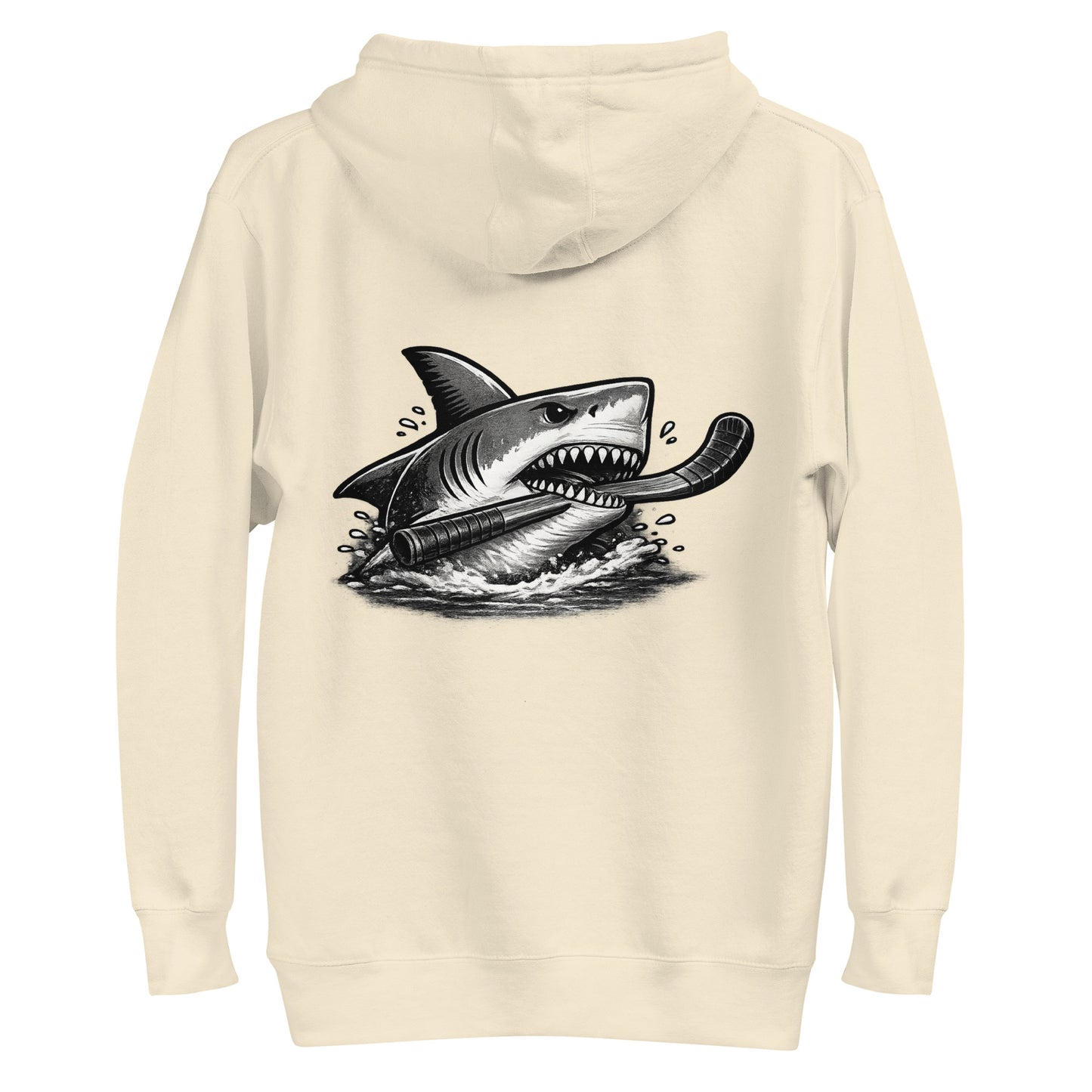 Natural Shark Hockey Hoodie Back