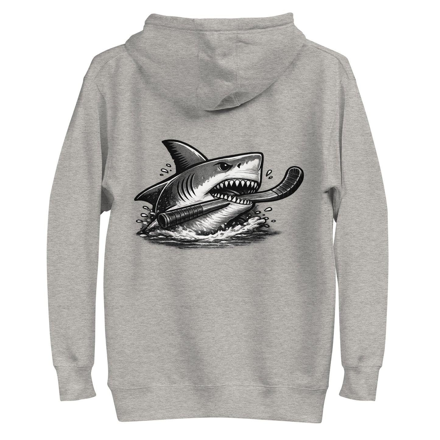 Grey Shark Hockey Hoodie Back