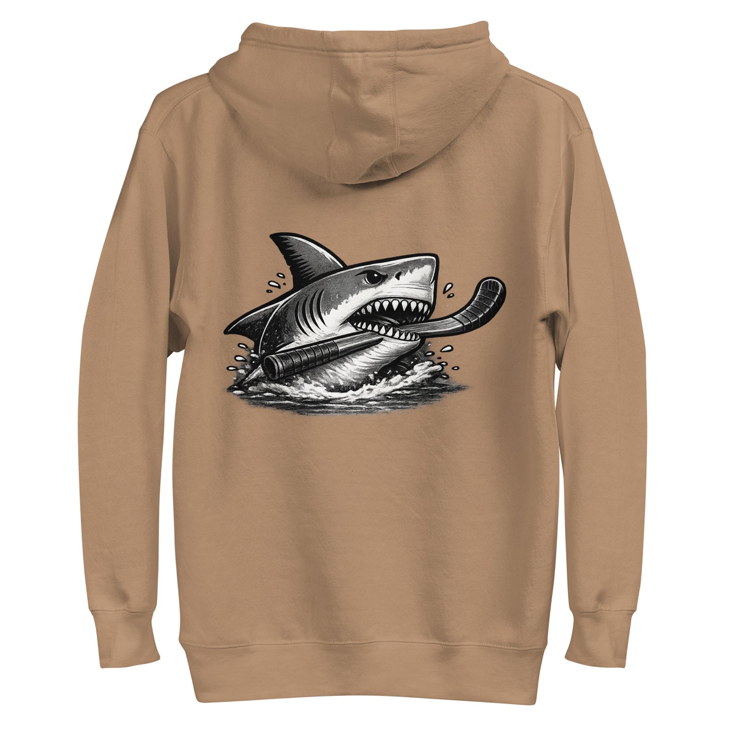 Latte Brown Shark Hockey Hoodie Back