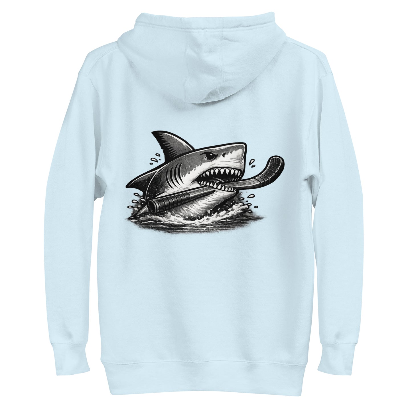 Light Blue Shark Hockey Hoodie Back