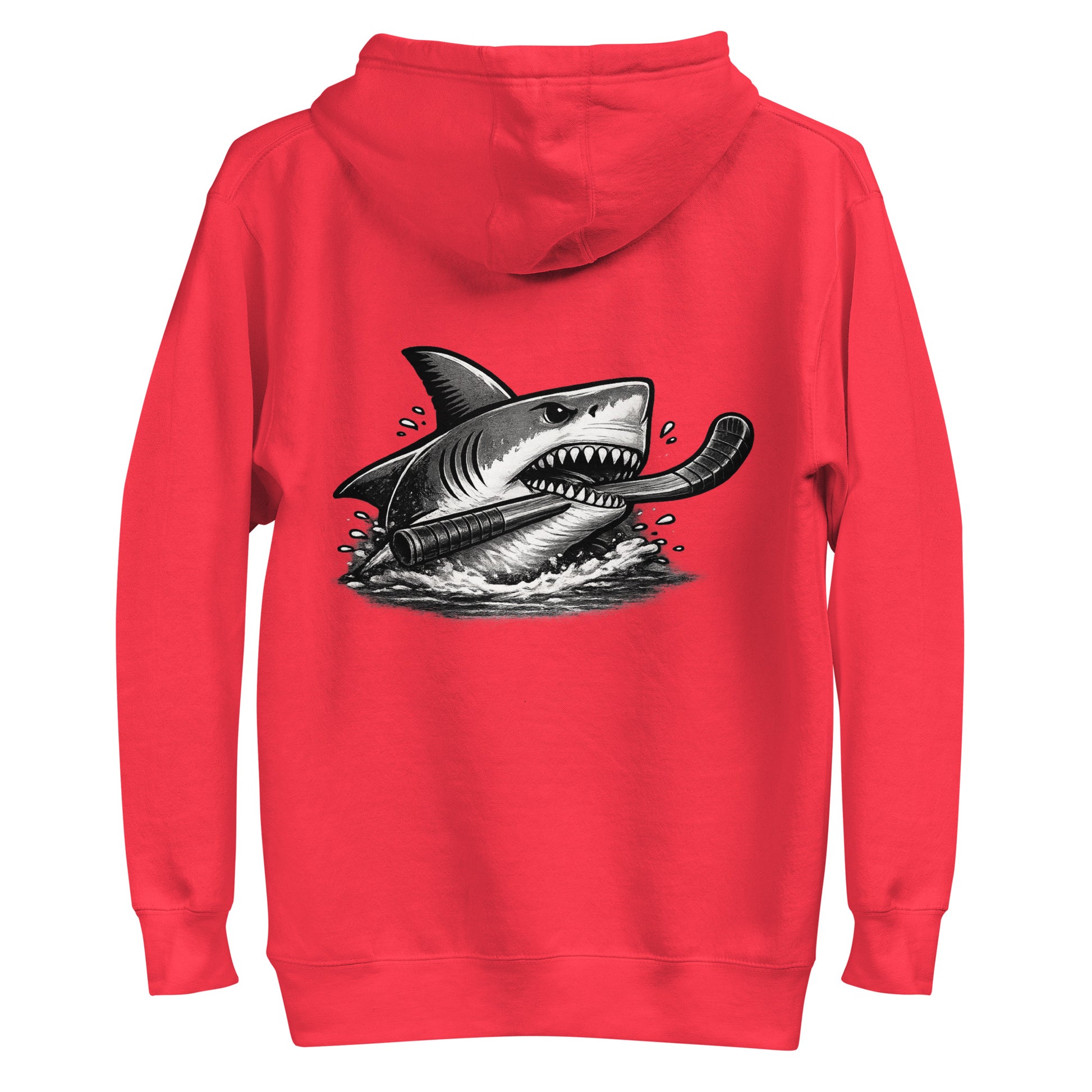 Red Shark Hockey Hoodie Back