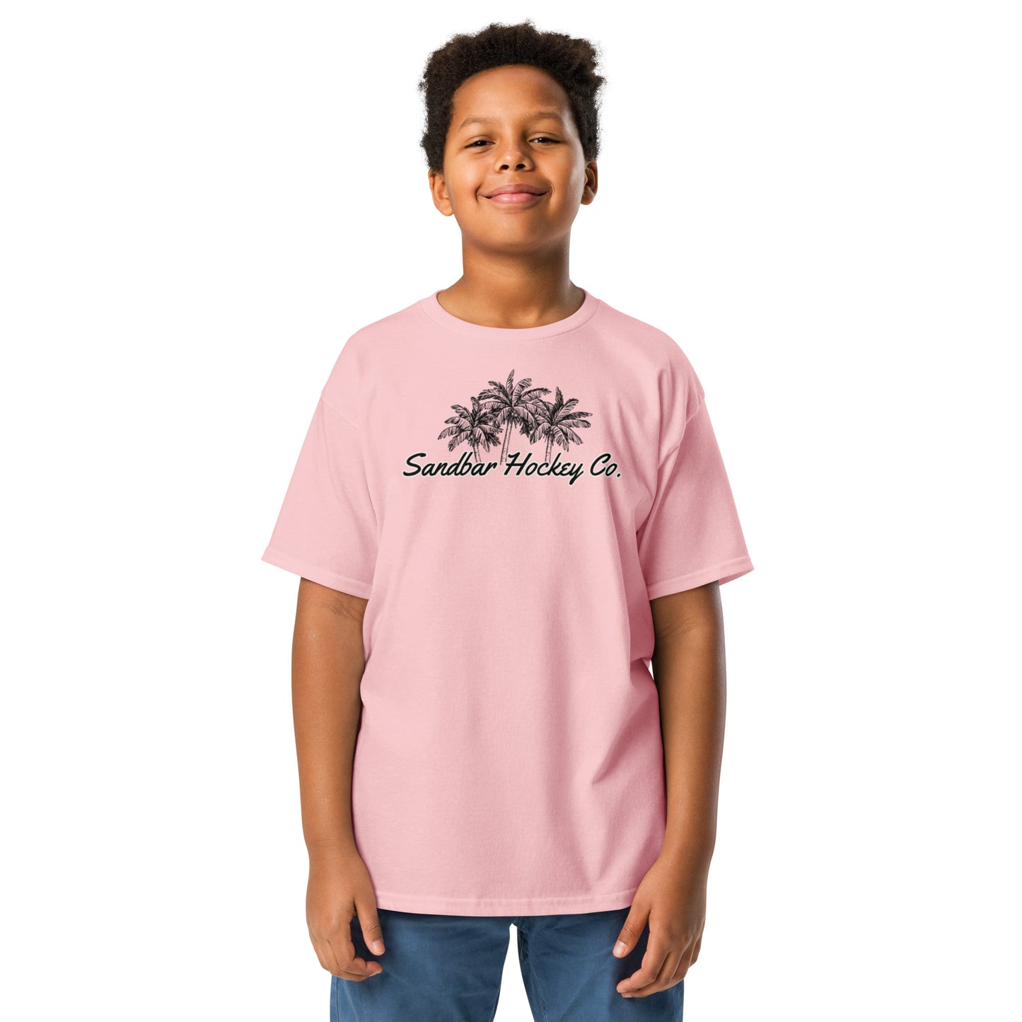 Youth Pink Shark Hockey T-Shirt Front
