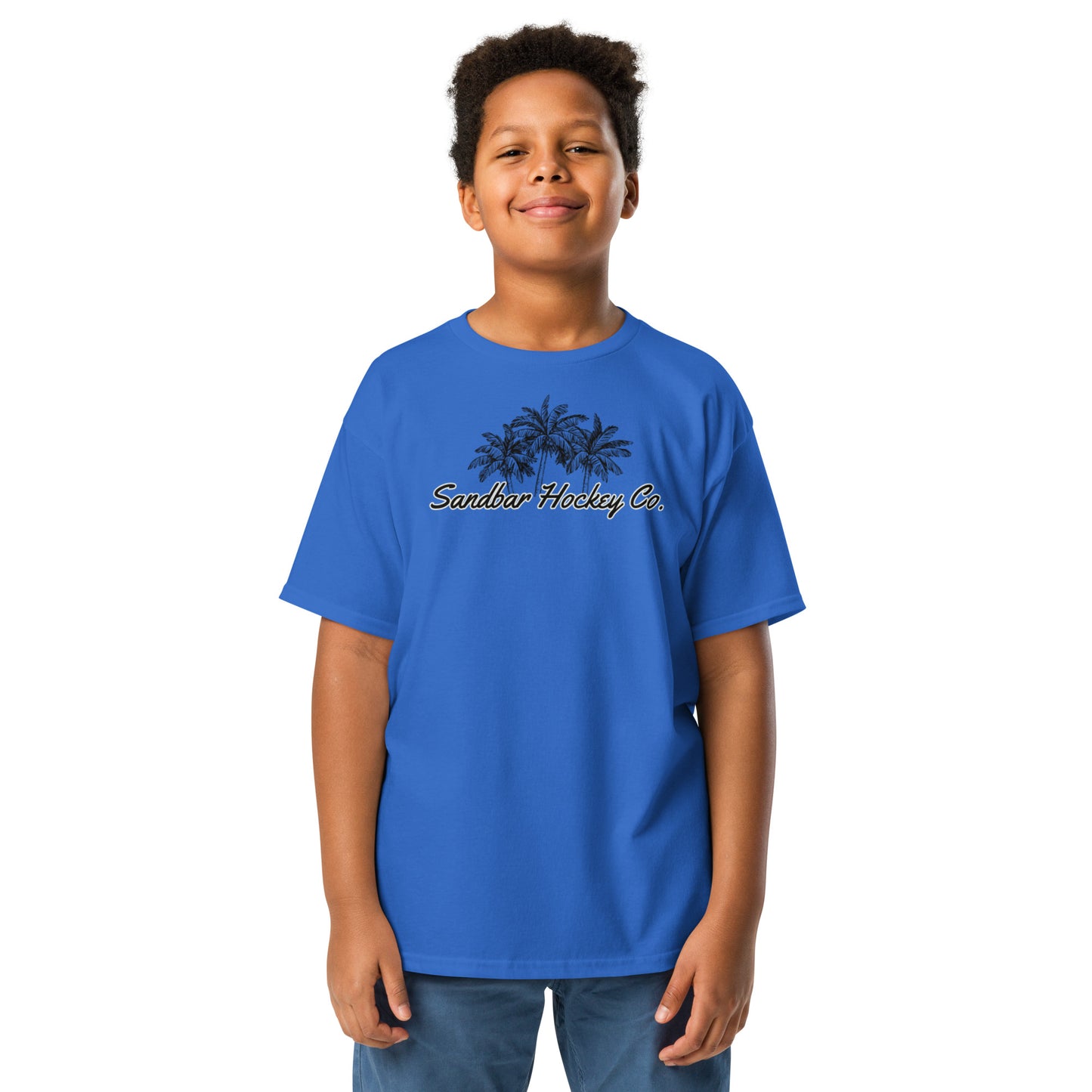 Youth Blue Shark Hockey T-Shirt Front
